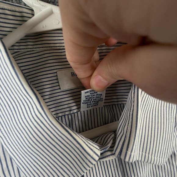 Brooks Brothers Non Iron Button Up Shirt Long Sleeve Men Striped Blue 16.5 34 - Picture 9 of 14